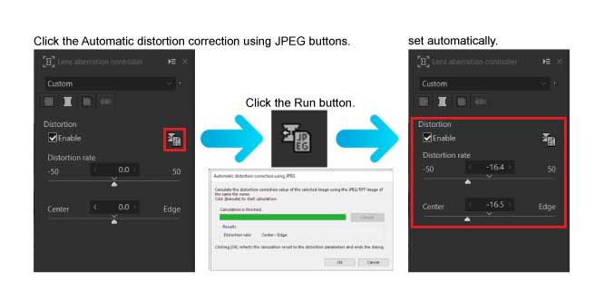 What is Automatic distortion correction using JPEG? 4