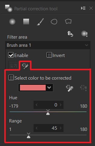 Select color to be corrected 1ctrl