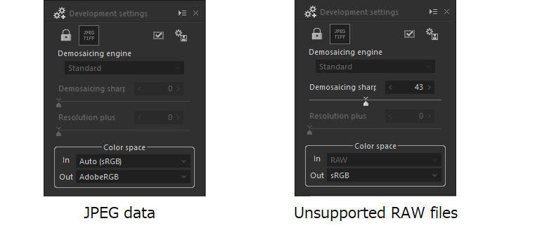 unable to select the demosaicing engine