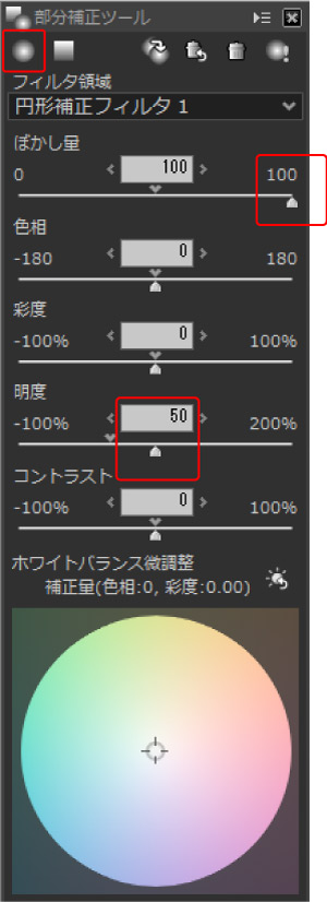 円形補正フィルタ