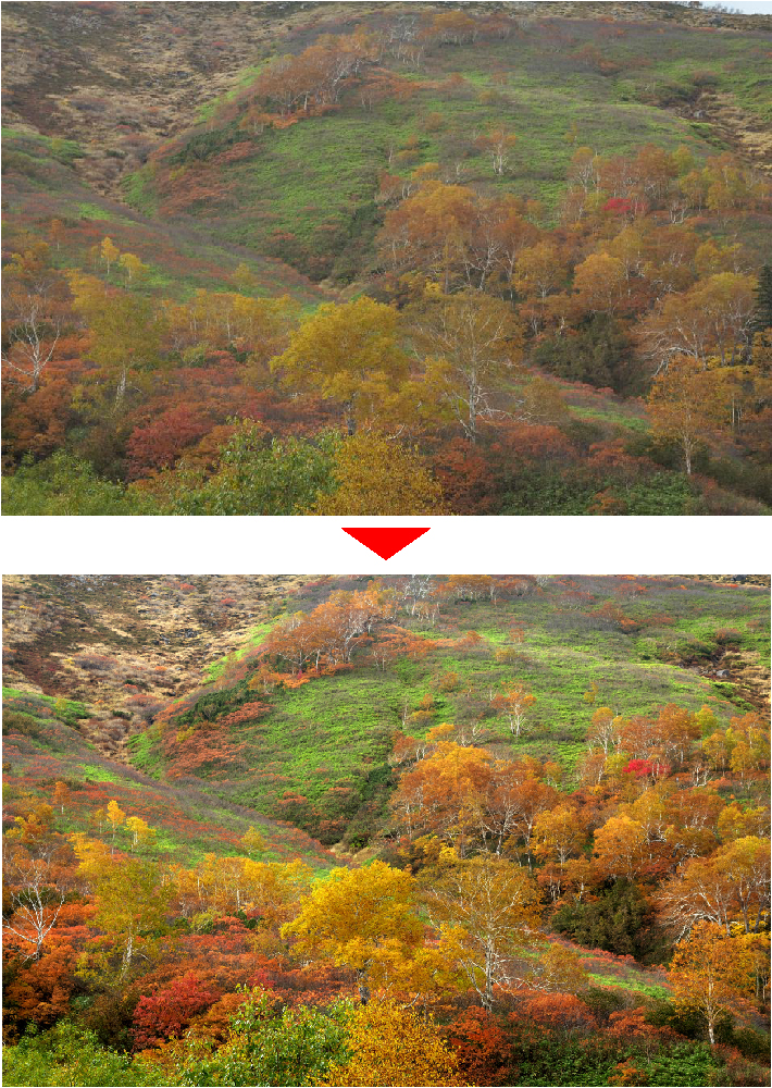 紅葉の大雪山を綺麗に仕上げる