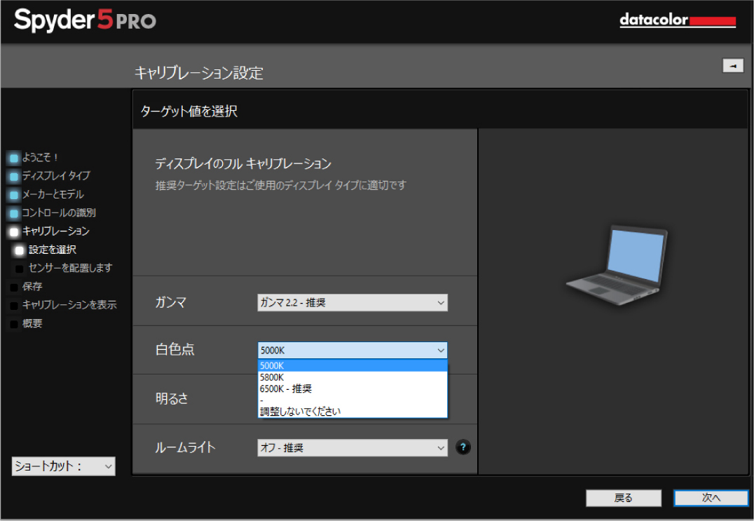 Spyder5キャリブレーション設定