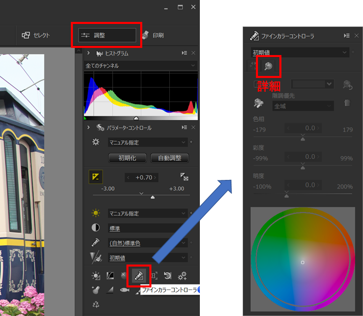 色調整詳細使い方